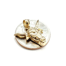 Load image into Gallery viewer, New 14k yellow Gold taurus bull head zodiac Pendant charm fine gift jewelry 3.7g