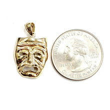 Load image into Gallery viewer, 14k yellow gold cry later sad face mask drama theater act pendant jewelry 2.5g