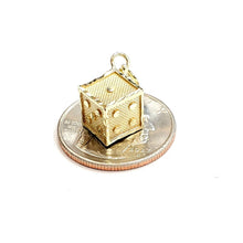 Load image into Gallery viewer, 10k yellow Gold 3D dice Pendant charm diamond cut gamble Vegas fine jewelry 2.3g