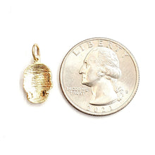 Load image into Gallery viewer, New 14k yellow Gold tiny Skull mummy dead Bone Pendant Gift fine jewelry 1.3g