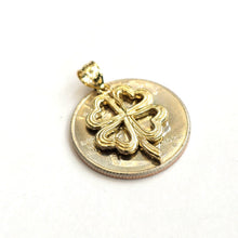 Load image into Gallery viewer, 14k yellow Gold Solid clover leaf heart lucky Pendant charm fine jewelry 2.6g
