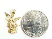 Load image into Gallery viewer, New 14k yellow gold saint Michael pendant charm fine religious gift jewelry 1.2g
