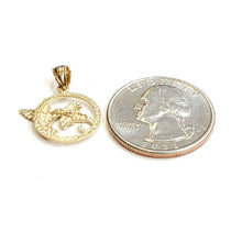 Load image into Gallery viewer, New 14k yellow Gold Hummingbird flower Pendant charm fine gift jewelry 1.5g
