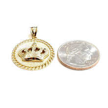 Load image into Gallery viewer, 10k yellow gold round crown pendant charm gift fine jewelry necklace 0.97" 4.2g
