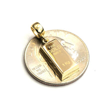 Load image into Gallery viewer, 14k Yellow Gold Tiny 999.9 fine gold bar brick bar 1kg Pendant Charm Gift  1.9g
