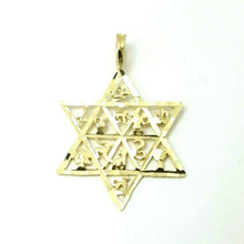 Load image into Gallery viewer, 14k yellow gold star of David 12 tribes of Israel pendant religious gift 1.2g
