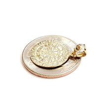 Load image into Gallery viewer, New 14k yellow Gold solid round Dart Board Pendant 0.63" gift fine jewelry 1.6g

