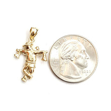 Load image into Gallery viewer, New 14k yellow Gold solid 3D scarecrow Pendant charm Gift fine jewelry 3.3g
