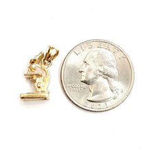 Load image into Gallery viewer, New 14k Yellow Gold 3D microscope Pendant charm science tool fine jewelry 2.3g
