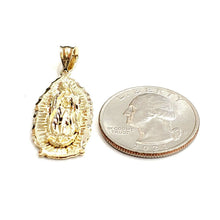 Load image into Gallery viewer, 14k yellow gold virgin Mary Guadalupe pendant diamond cut religious jewelry 3.9g
