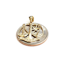 Load image into Gallery viewer, New 14k yellow Gold libra zodiac sign scale Pendant charm gift fine jewelry 1.7g
