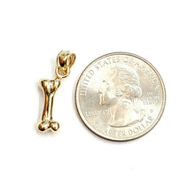 Load image into Gallery viewer, 14k yellow Gold solid dog bone 3D Pendant charm fine jewelry gift unisex 1.9g
