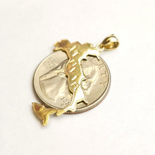 Load image into Gallery viewer, 14k yellow gold ITALIA ITALY outline map pendant charm gift fine jewelry 1.5g
