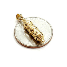 Load image into Gallery viewer, 14k yellow gold 3D mezuzah star of David kabbalah Jewish torah pendant 3.1g
