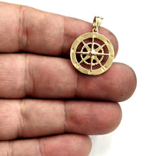 Load image into Gallery viewer, 14k Yellow Gold round compass pendant charm Unisex gift fine jewelry 0.73" 3.2g

