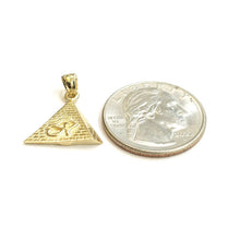 Load image into Gallery viewer, 14k yellow solid Gold Egyptian pyramid eye of Horus Pendant fine jewelry 1.6g
