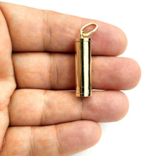 Load image into Gallery viewer, 10k yellow gold 3D Urn pendant For Cremation Ashes Cylinder fine jewelry 6.8g
