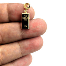 Load image into Gallery viewer, 14k Yellow Gold Tiny 999.9 fine gold bar brick bar 1kg Pendant Charm Gift  1.9g

