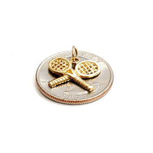 Load image into Gallery viewer, 14k yellow Gold Tiny Tennis Racket Pendant charm sport game fine jewelry 1.5g
