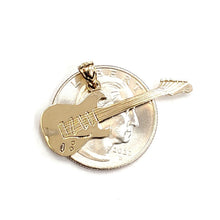 Load image into Gallery viewer, New 14k yellow Gold solid Guitar Pendant gift music instrument fine jewelry 1.7g
