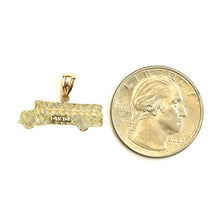 Load image into Gallery viewer, 14k yellow Gold Tiny School Bus vehicle Car Pendant charm gift fine jewelry 0.9g
