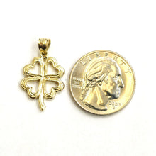 Load image into Gallery viewer, 14k yellow Gold Solid clover leaf heart lucky Pendant charm fine jewelry 2.6g
