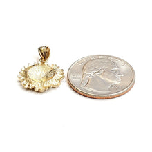 Load image into Gallery viewer, New 14k yellow Gold solid sunflower girasol Pendant charm gift fine jewelry 2.5g
