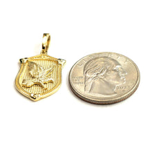 Load image into Gallery viewer, 14k yellow solid Gold Eagle Pendant charm shield fine jewelry Gift Unisex 3.4g
