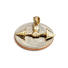 Load image into Gallery viewer, New 14k Yellow Gold Dumbbell weight lifter Pendant charm gift fine jewelry 1.9g
