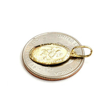 Load image into Gallery viewer, New 14k solid yellow gold oval saint Christopher pendant charm fine jewelry 1.5g
