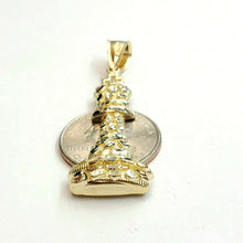 Load image into Gallery viewer, 10k yellow Gold nugget king chess piece Pendant charm diamond cut jewelry 4.2g
