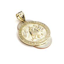 Load image into Gallery viewer, 10k yellow gold round virgin Caridad del Cobre pendant fine jewelry 1.43" 8.4g
