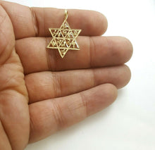 Load image into Gallery viewer, 14k yellow gold star of David 12 tribes of Israel pendant religious gift 1.2g
