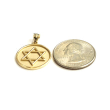 Load image into Gallery viewer, 14k yellow gold Round star of David Jewish Israel charm pendant Fine jewelry 4g
