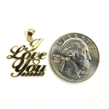 Load image into Gallery viewer, 14k yellow Gold I Love You word Pendant charm gift fine jewelry for her 1.6g
