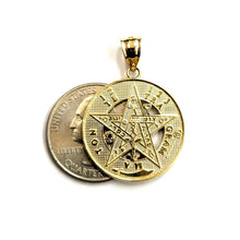 Load image into Gallery viewer, 14k yellow Gold 0.98" Round Tetragrammaton Protection Pendant Fine jewelry 5g
