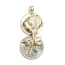 Load image into Gallery viewer, New 14k yellow solid Gold rose flower big Pendant charm gift fine jewelry 6.9g
