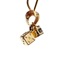 Load image into Gallery viewer, 14k yellow Gold tiny 3D double dice Pendant charm gamble Vegas fine jewelry 1.9g
