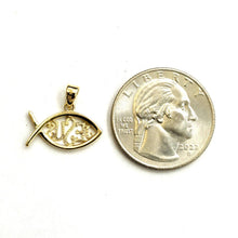 Load image into Gallery viewer, 14k yellow gold Ichthus Fish Jesus pendant charm religious fine jewelry 1g
