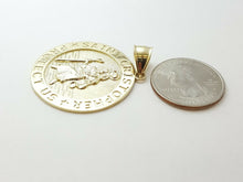 Load image into Gallery viewer, 10k yellow gold round saint Cristopher pendant fine religious jewelry 1.35" 6.8g
