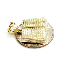 Load image into Gallery viewer, 10k yellow gold lord's prayer book our father bible verse pendant jewelry 2.8g
