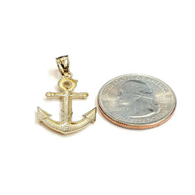 Load image into Gallery viewer, New 14k yellow Gold anchor Pendant polished charm gift fine jewelry 1.7g
