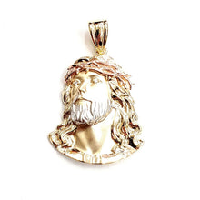 Load image into Gallery viewer, 14k multi color gold jesus face head pendant charm religious fine jewelry 4g
