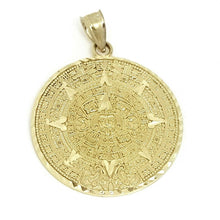 Load image into Gallery viewer, 14k yellow Gold Aztec Mayan sun calendar Azteca pendant gift jewelry 1.20" 7.3g
