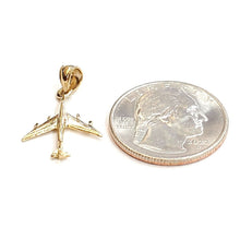 Load image into Gallery viewer, 14k yellow Gold Tiny Airplane Aviation plane 3D pendant gift fine jewelry 1.1g
