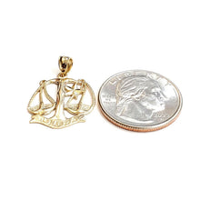 Load image into Gallery viewer, New 14k yellow Gold libra zodiac sign scale Pendant charm gift fine jewelry 1.7g

