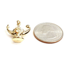 Load image into Gallery viewer, New 14k yellow Gold 3D hollow Genie lamp Aladdin charm pendant fine jewelry 1.8g
