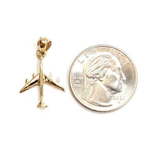 Load image into Gallery viewer, 14k yellow Gold Tiny Airplane Aviation plane 3D pendant gift fine jewelry 1.1g
