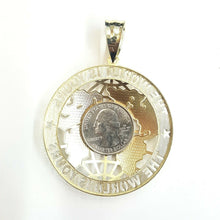 Load image into Gallery viewer, 10k yellow gold round globe planet earth world map pendant jewelry 2.26" 15.1g
