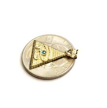 Load image into Gallery viewer, 14k yellow solid Gold Egyptian pyramid eye of Horus Pendant fine jewelry 1.6g
